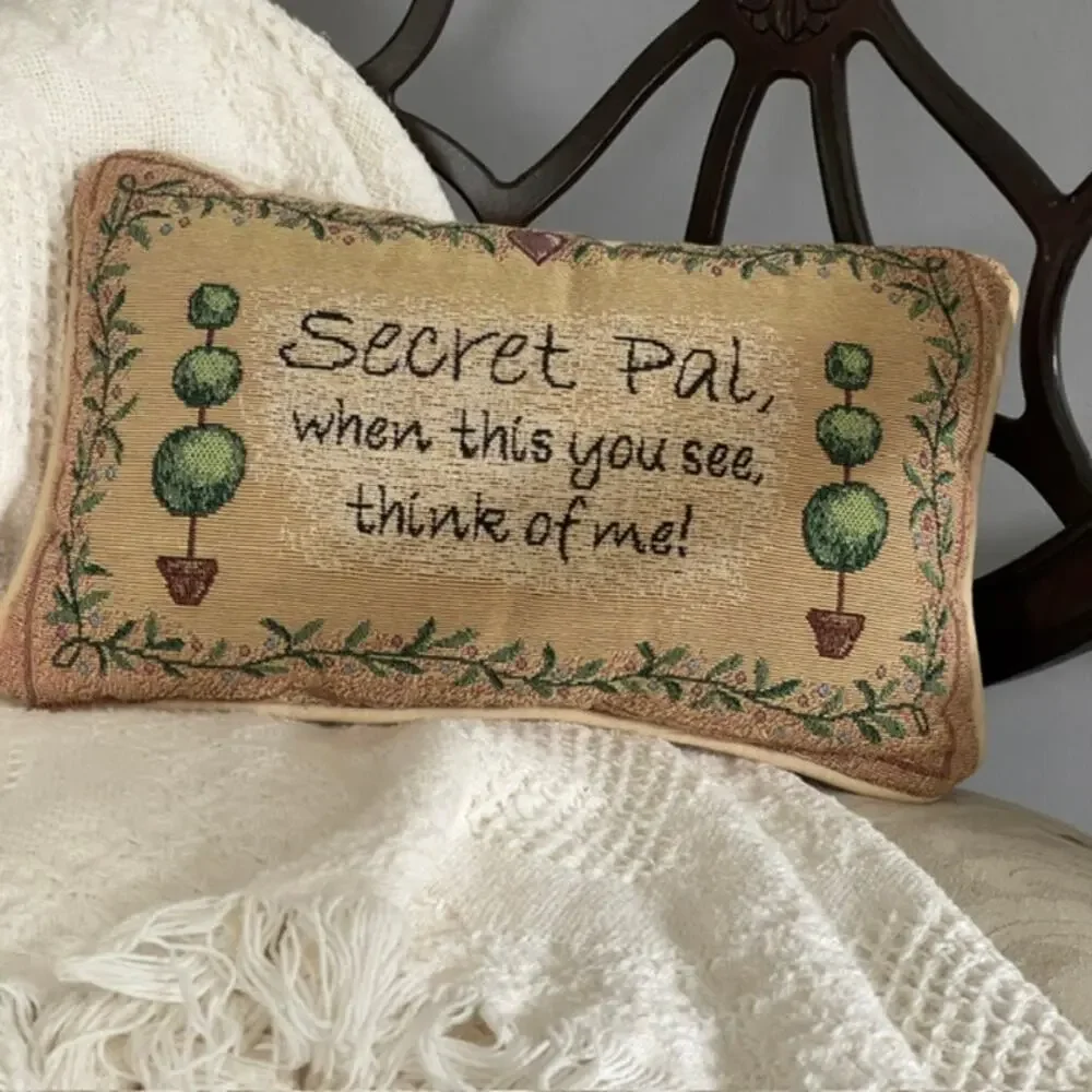 Secret Pal Friendship Tapestry Lumbar Pillow Cottagecore Accent Gift Farmhouse